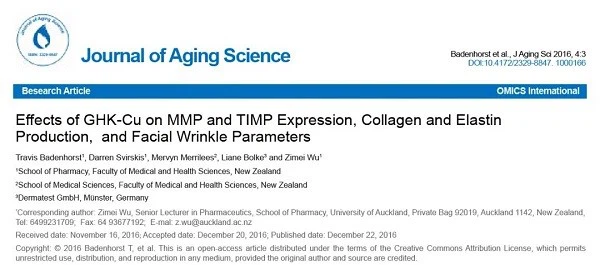 Effects of GHK-Cu on MMP and TIMP Expression Collagen and Elastin Production and Facial Wrinkle Parameters Effects of GHK-Cu on MMP and TIMP Expression Collagen and Elastin Production and Facial Wrinkle Parameters